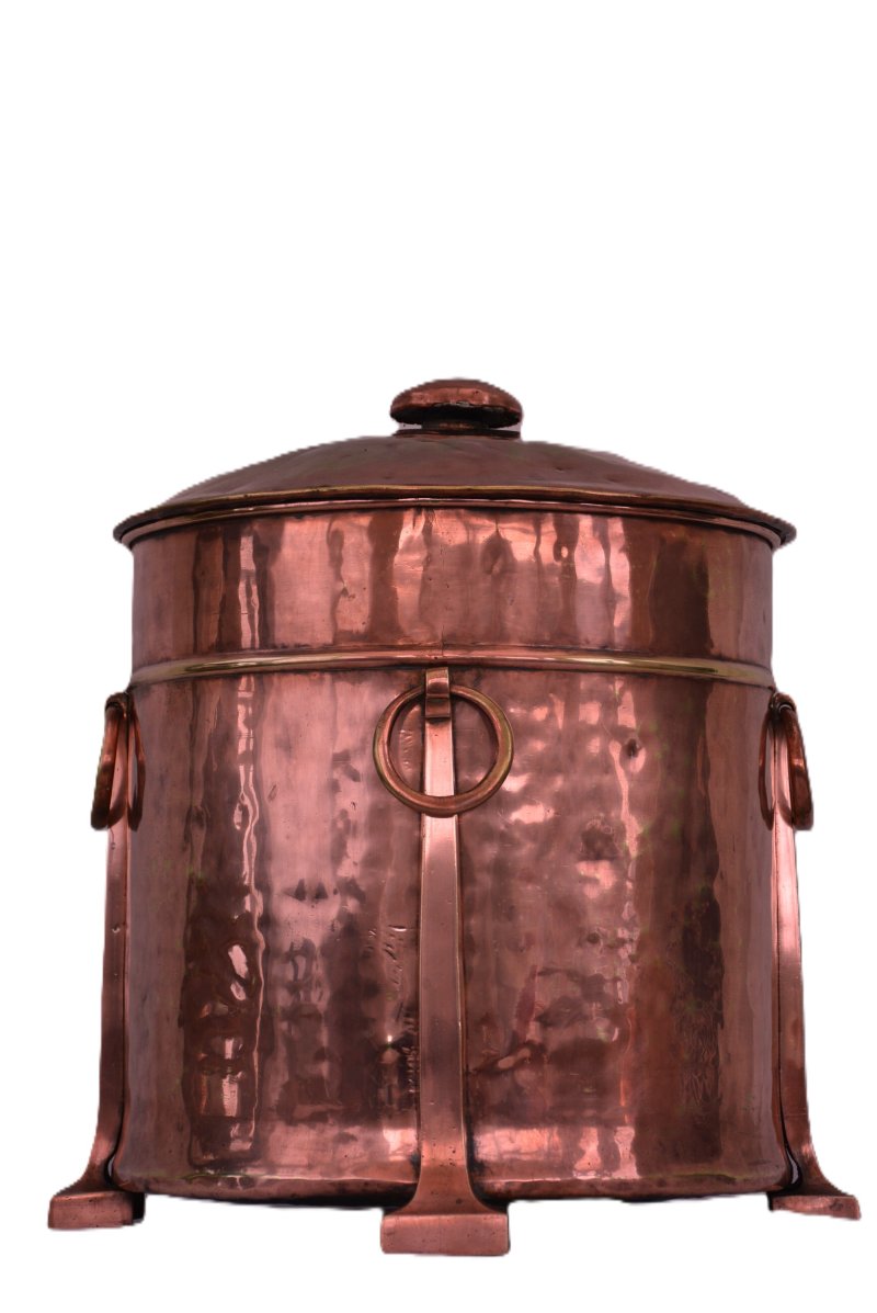 English Arts And Crafts Copper Coal Bin Log Bucket C1900s - Image 6